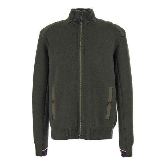 MONCLER Men's Full-Zip Ribbed High-Neck Knit Cardigan with Shoulder Patches Men